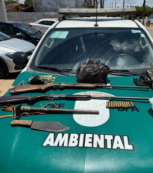 Polícia apreende armas de fogo e resgata animais silvestres no interior de AL