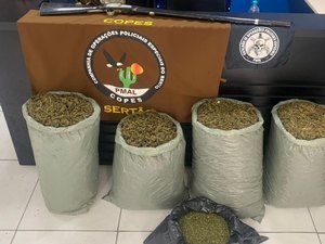 Homem armado foge da polícia e abandona mais de 30kg de maconha no Sertão de AL