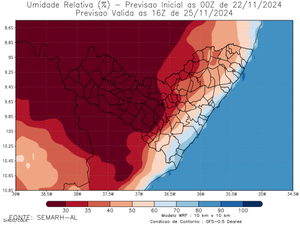 Semarh emite alerta de baixa umidade do ar em várias regiões do Estado de Alagoas