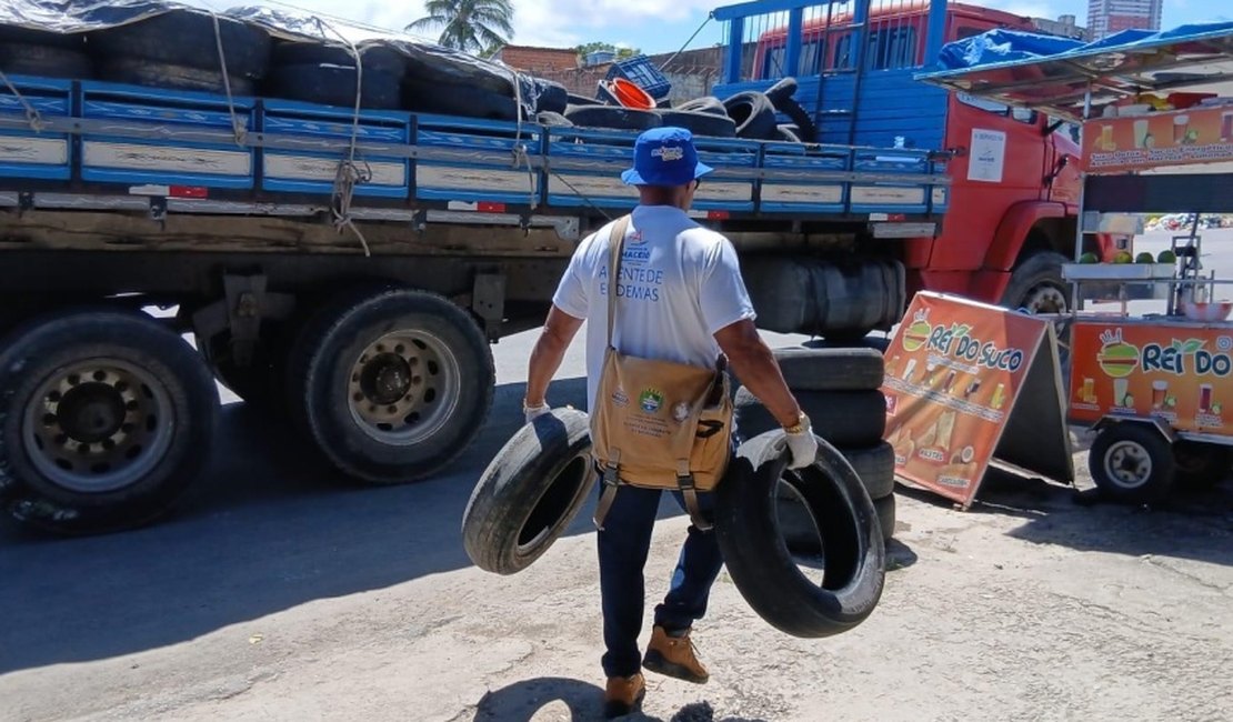 Mutirão da Prefeitura de Maceió recolhe pneus abandonados na capital