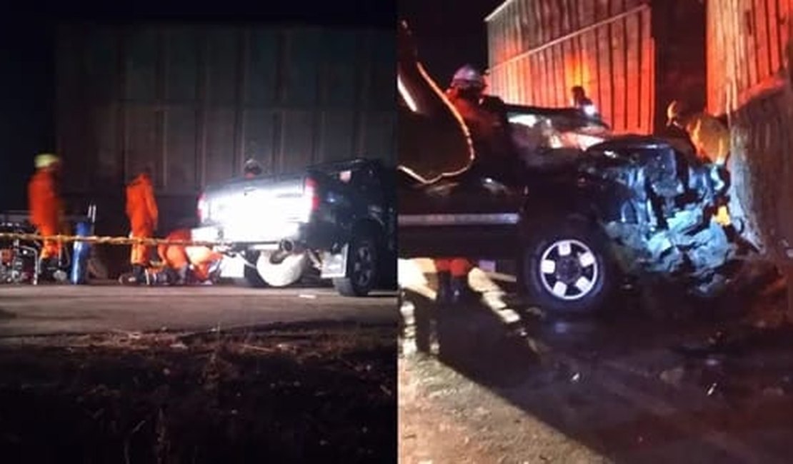 Colisão entre caminhonete e caminhão deixa duas pessoas feridas em Coruripe
