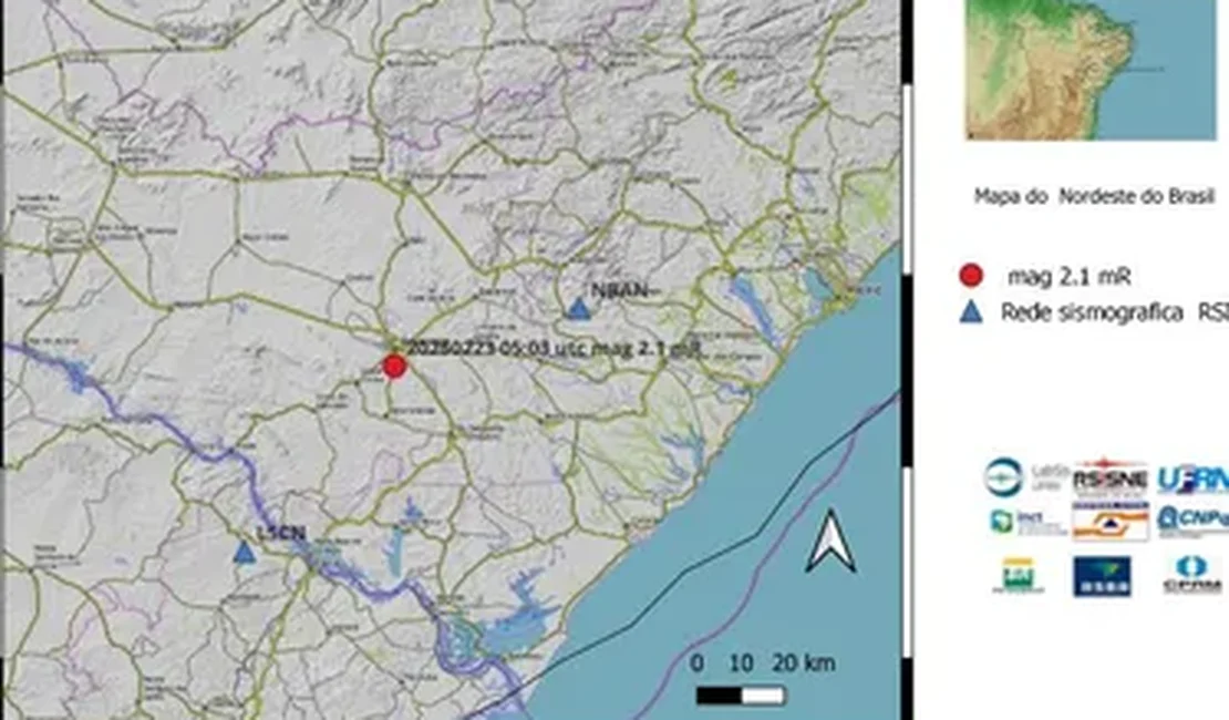 Laboratório Sismológico da UFRN confirma tremor de terra em Arapiraca com magnitude 2.1 na Escala Richter